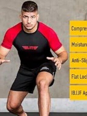 Elite Sports ETR710R-L Red Competition MMA/BJJ Approved Short Sleeve Rashguard